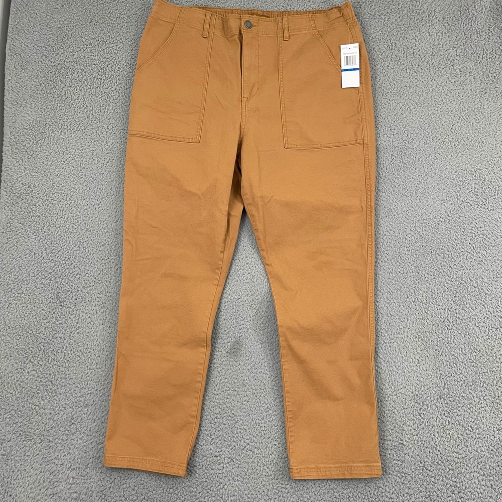 NWT ReCreation Utility Pants XL Brown Flat Front Stretch Chino
